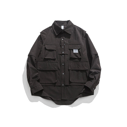 Unisex Shirt Baggy Coat Handsome Removable Sleeves