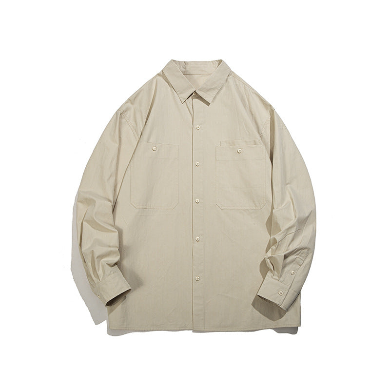 Unisex Shirt Cityboy Pure Cotton Solid Color Loose Casual