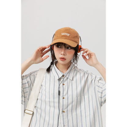 Unisex Shirt Vintage Striped Shirt Summer Cardigan Loose