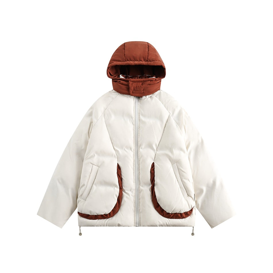 Unisex Coat College Style Stitching Winter Cotton Dress Thickened