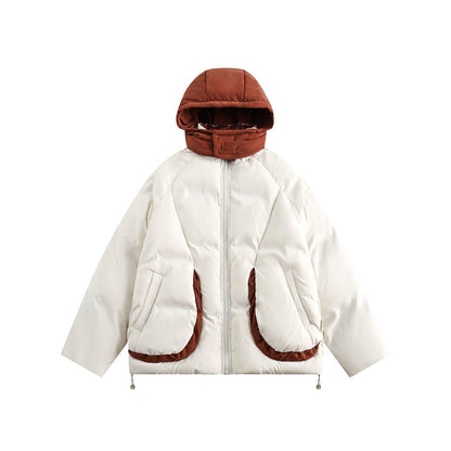 Unisex Coat College Style Stitching Winter Cotton Dress Thickened