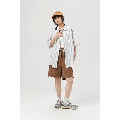 Unisex Shirt Vintage Striped Shirt Summer Cardigan Loose