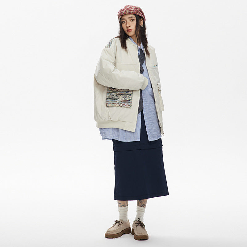 Unisex Coat Splicing Pilot Thickened Cotton Padded Coat
