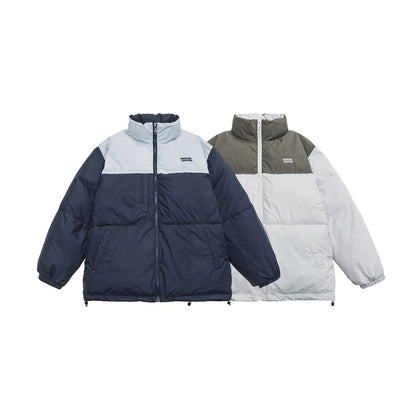 Unisex Coat Splicing Coat Loose Thick Winter