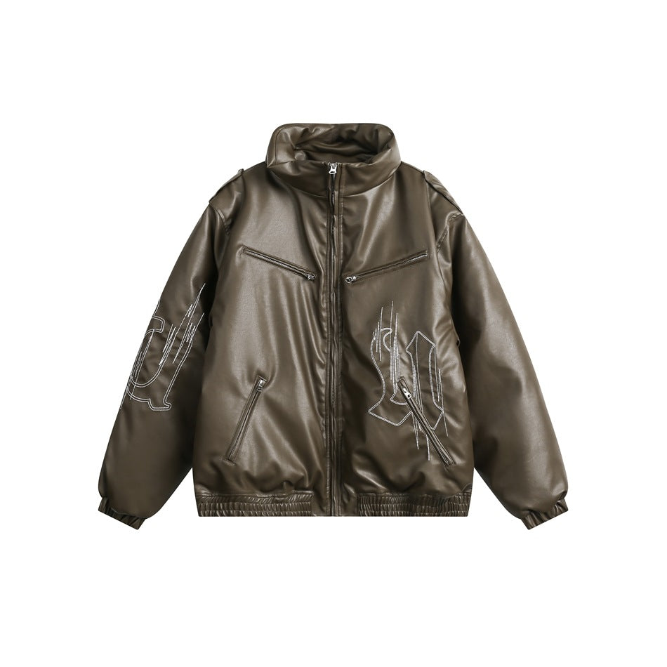 Unisex Coat PU Leather Cotton-Padded Jacket