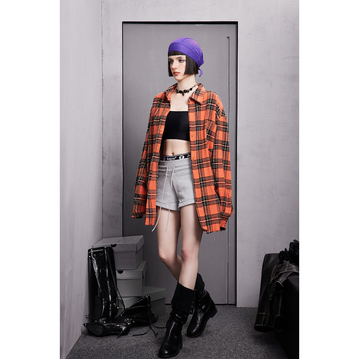 Unisex Shirt Vintage Frayed Plaid Shirt
