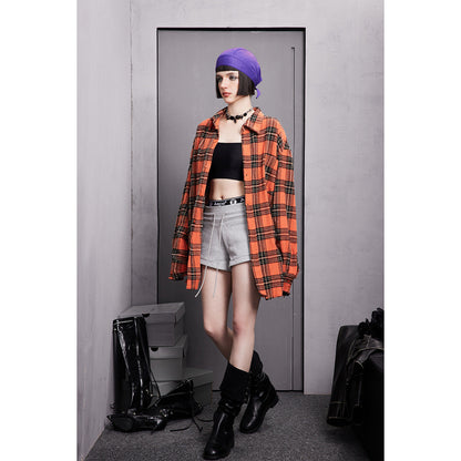 Unisex Shirt Vintage Frayed Plaid Shirt