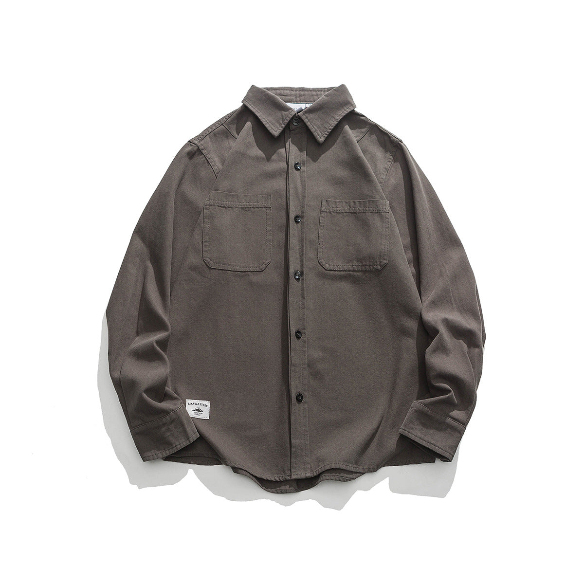 Unisex Shirt Retro Solid Color Loose Casual