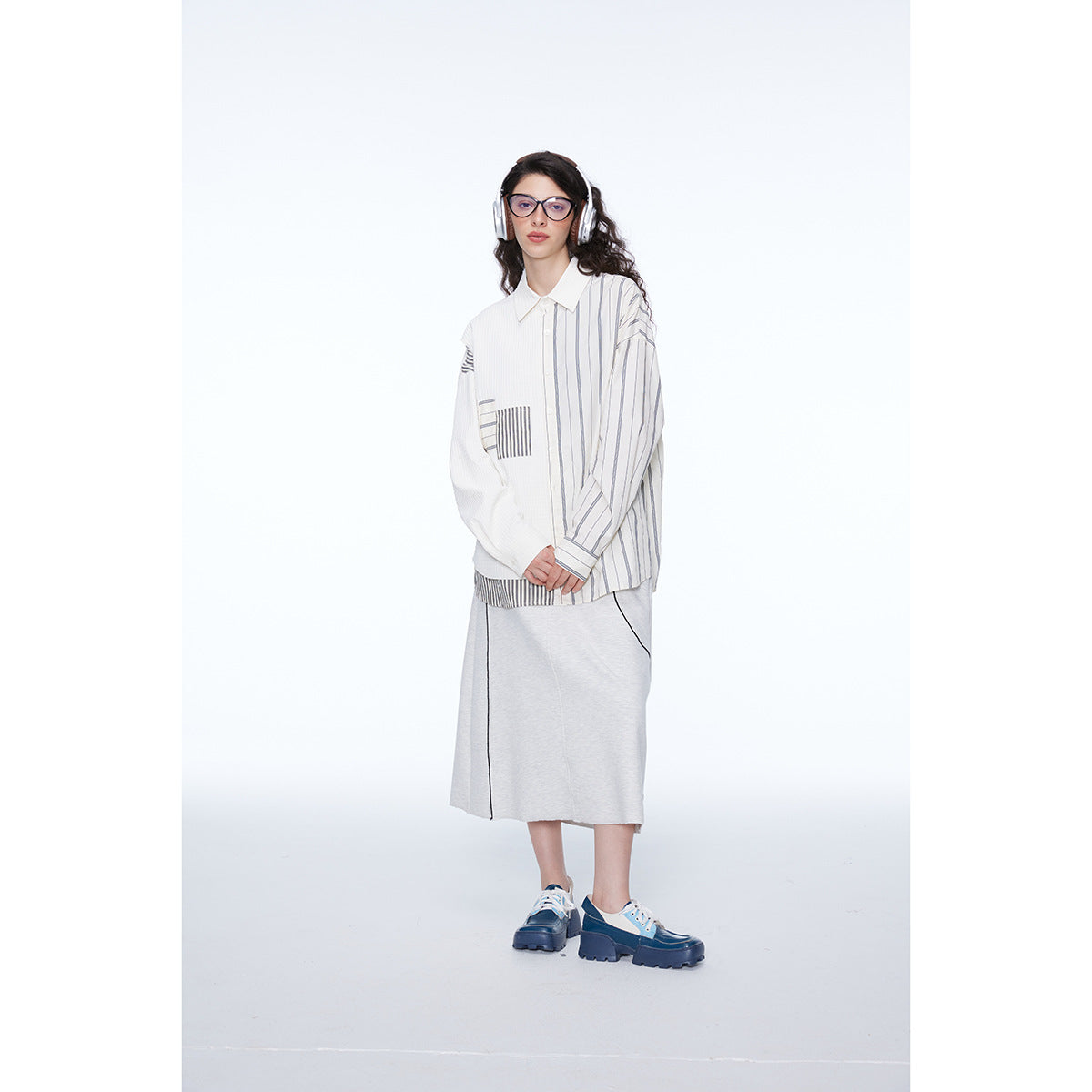 Unisex Shirt Vintage Stripe Stitching Long Sleeve