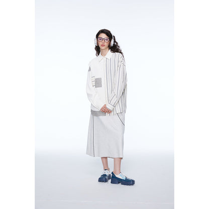 Unisex Shirt Vintage Stripe Stitching Long Sleeve