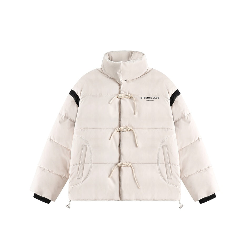 Unisex Coat Cotton-Padded Jacket Graceful Stand Collar Coat