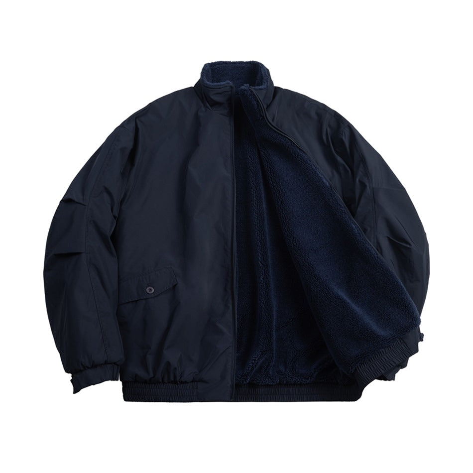 Unisex Coat Double-Sided Lamb Wool Stand-up Collar Cotton-Padded Coat
