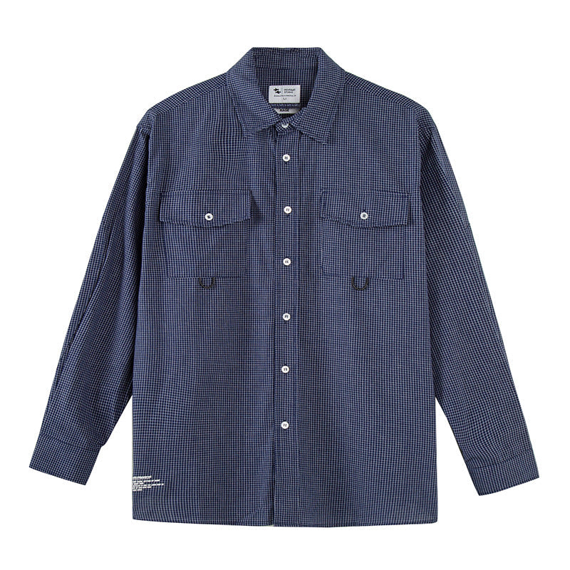 Unisex Shirt Vintage Pocket Plaid Cotton Lining