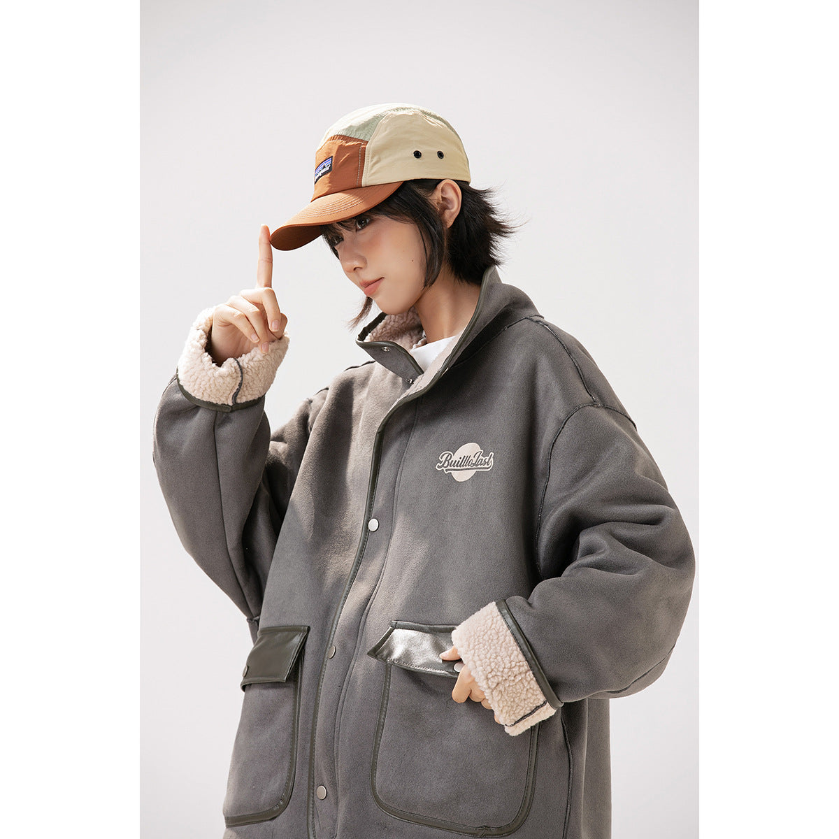 Unisex Coat Stand-up Collar Cotton-Padded Clothes Men and Women Loose