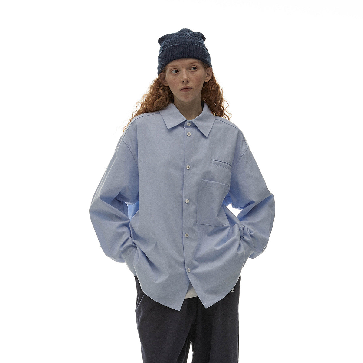 Unisex Shirt Vintage Oxford Loose Casual Long Sleeves Shirt