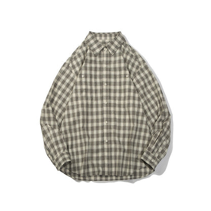Unisex Shirt Casual All-Matching and Handsome Loose Plaid Shirt