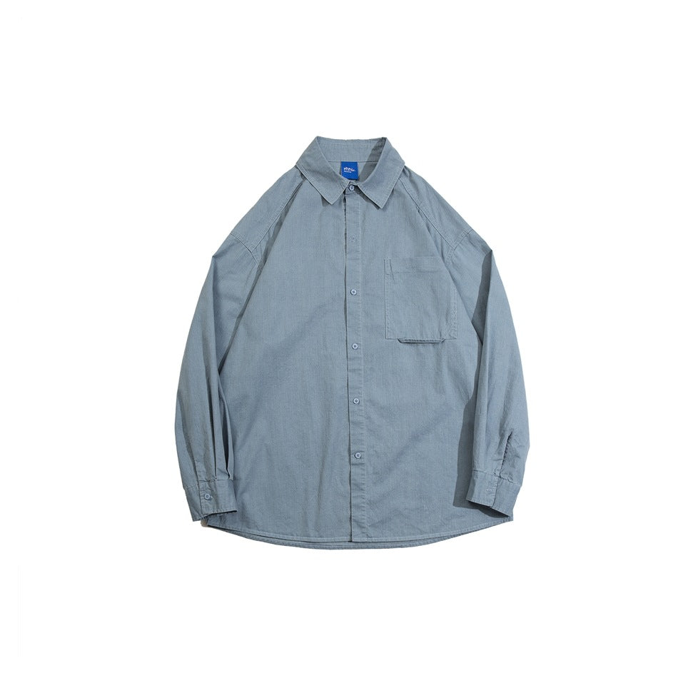 Unisex Shirt Solid Color Cotton Shirt