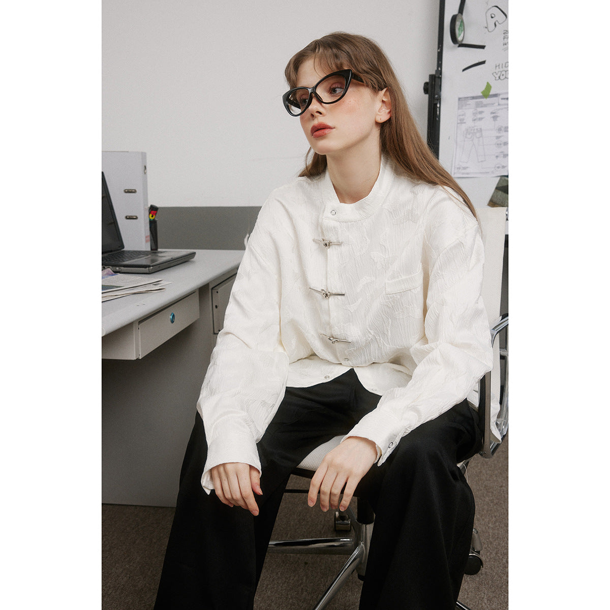 Unisex Shirt Loose Long Sleeve Shirt Chinese Style Coat