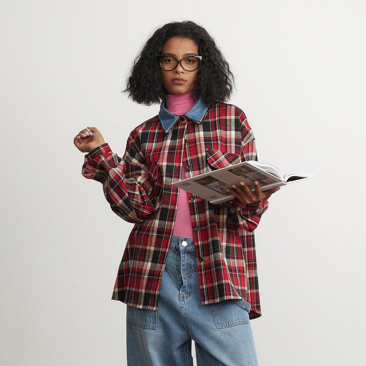 Unisex Shirt Casual Versatile Lattice
