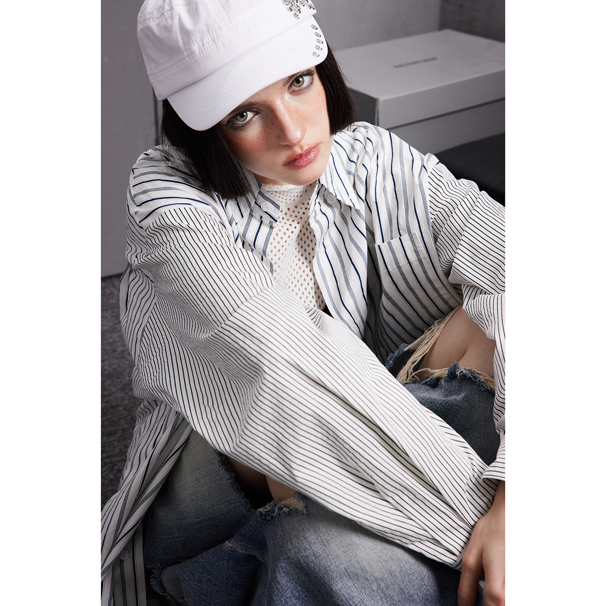 Unisex Shirt Handsome Stitching Stripes