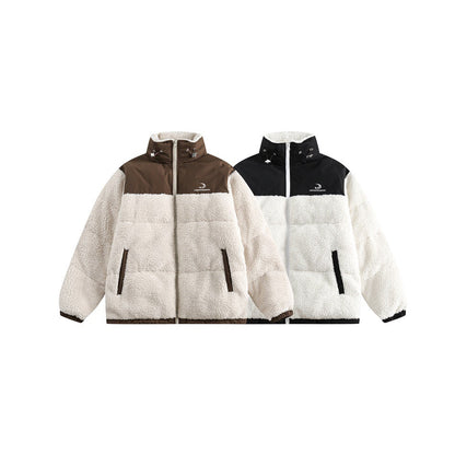 Unisex Coat Lamb Wool Loose Stitching Winter Plush
