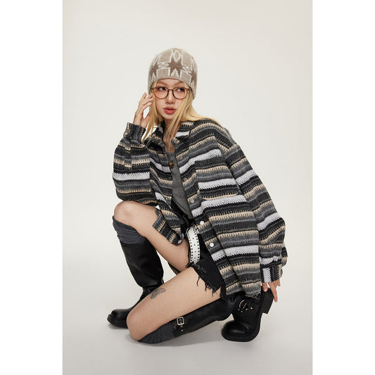 Unisex Shirt Vintage Stripe Coat
