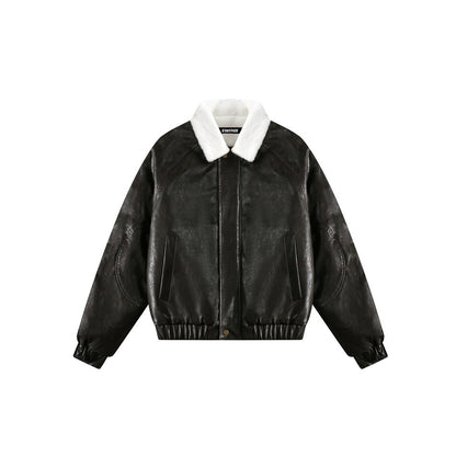 Unisex Coat Winter PU Leather Thickening