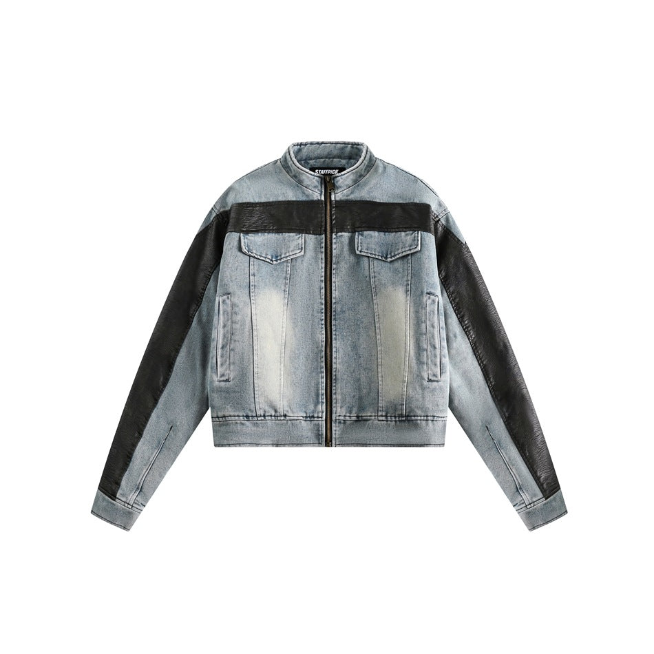 Unisex Coat Vintage Patchwork Denim Jacket