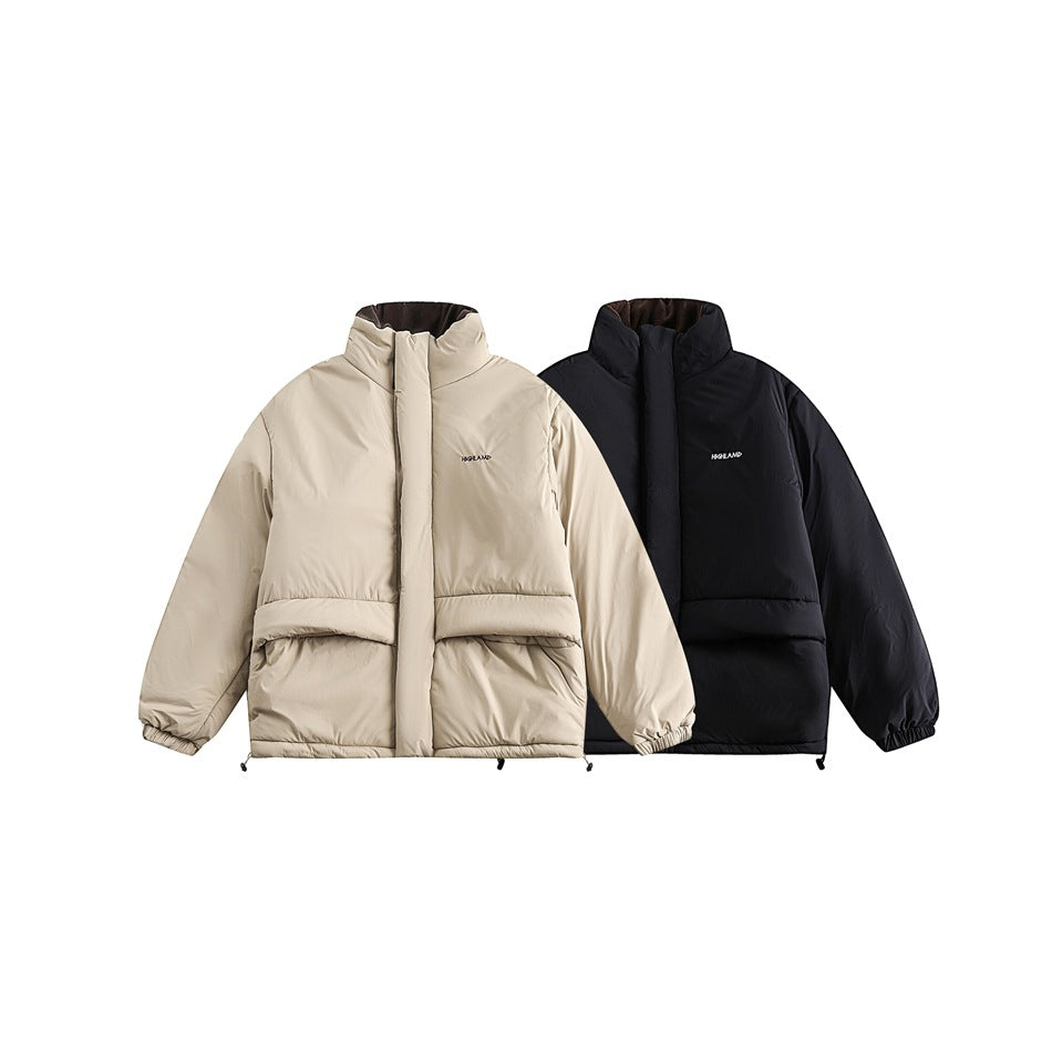 Unisex Coat Loose Winter Cotton Dress Stand Collar
