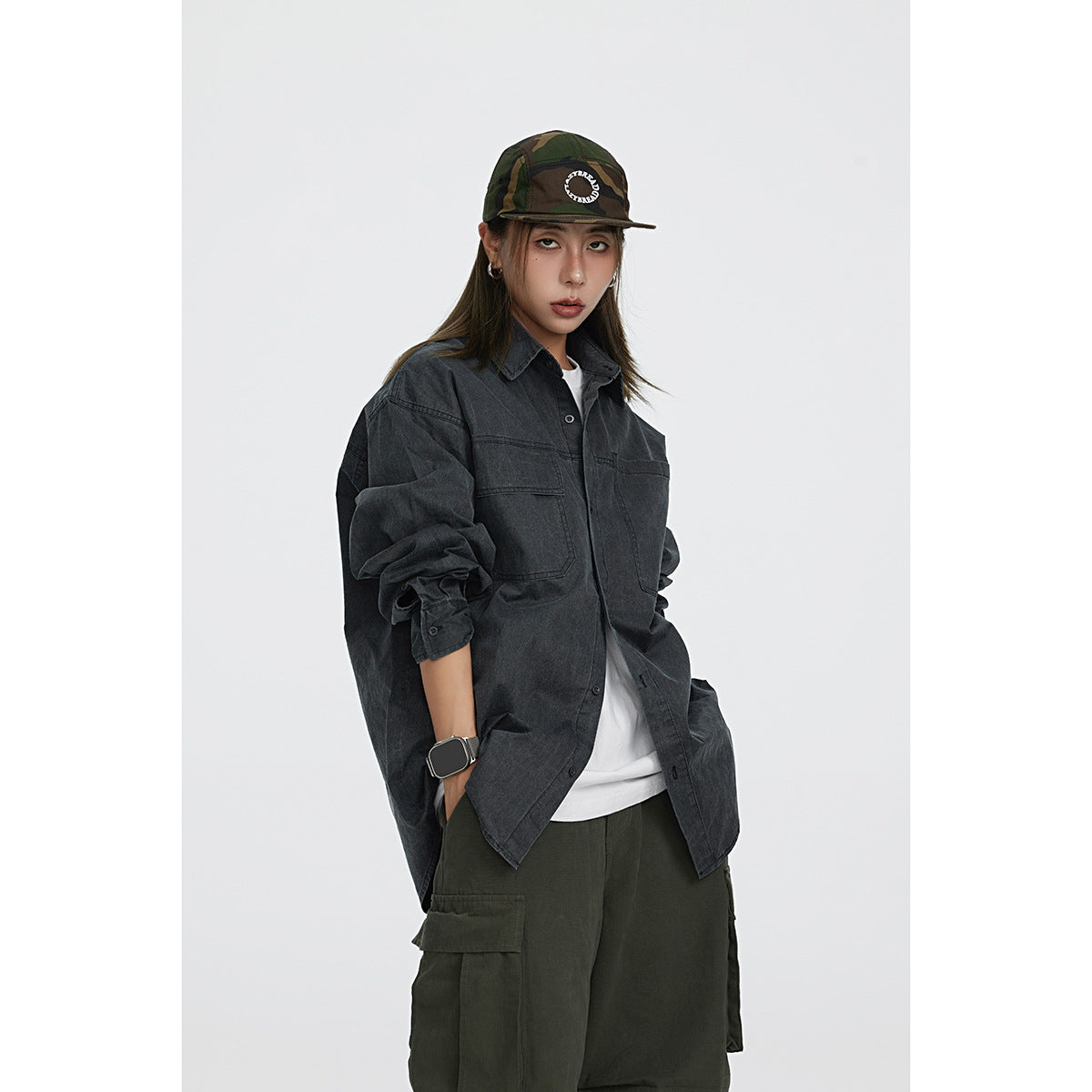 Unisex Shirt Vintage Pure Cotton Coat