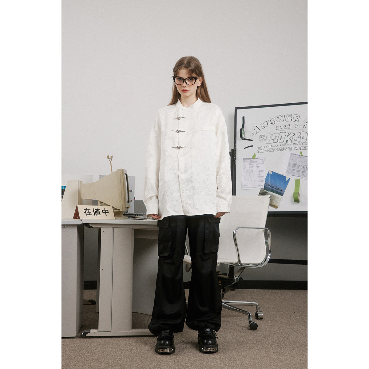 Unisex Shirt Loose Long Sleeve Shirt Chinese Style Coat