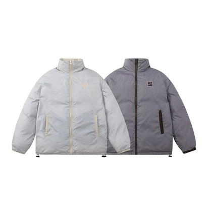 Unisex Coat Winter Cotton-Padded Coat Youth University Style Double-Sided Wear
