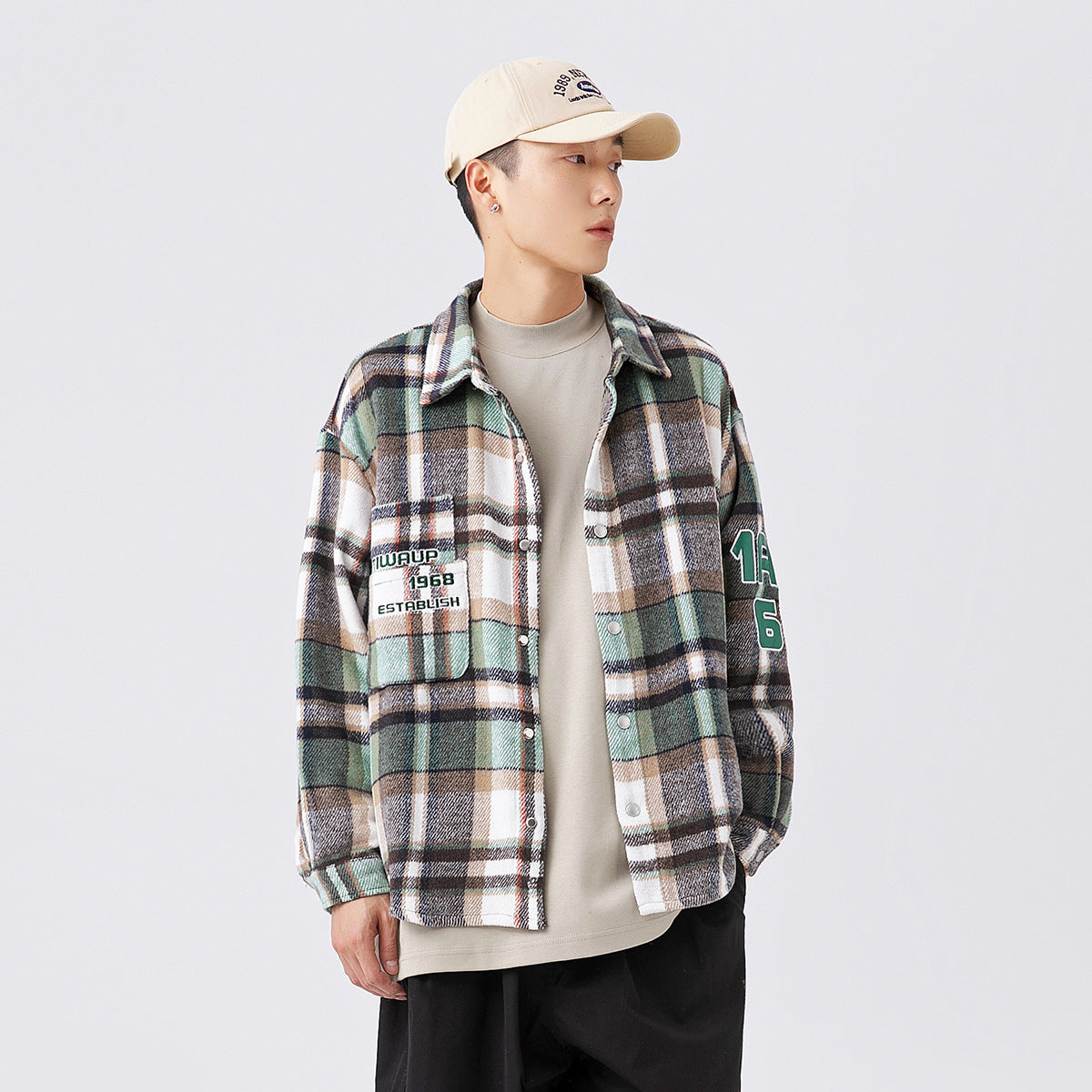 Unisex Shirt Loose Flannel Plaid