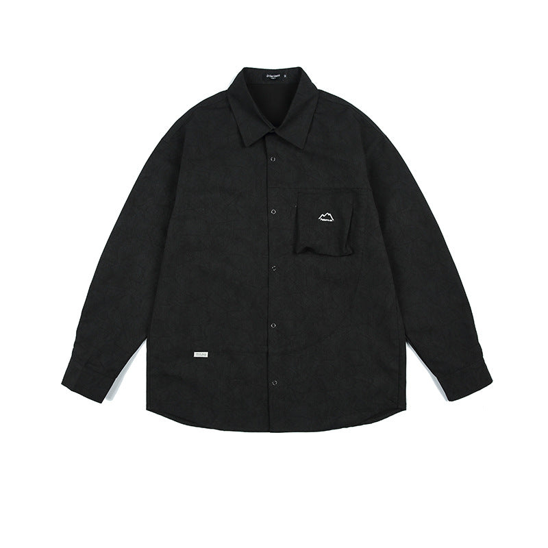 Unisex Shirt Retro Loose Three-Dimensional Pocket