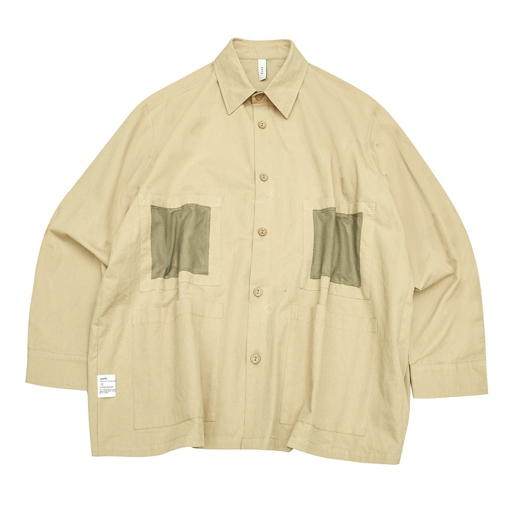 Unisex Shirt Vintage Cityboy Loose Pockets Coat