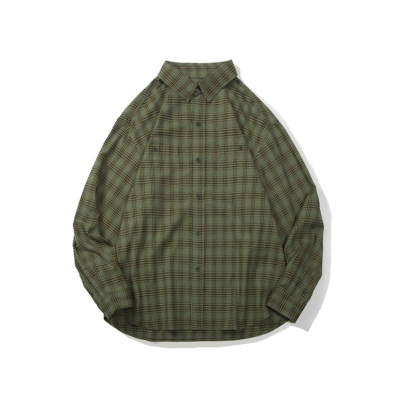 Unisex Shirt Casual All-Matching and Handsome Loose Plaid Shirt