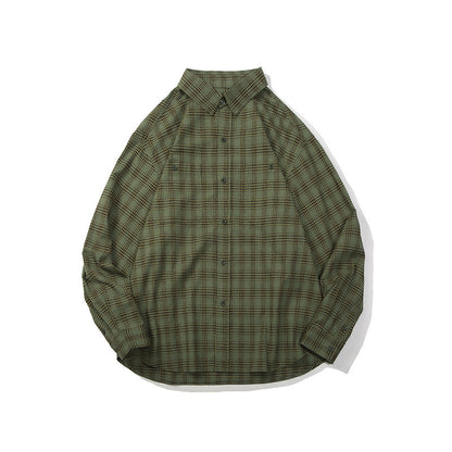 Unisex Shirt Casual All-Matching and Handsome Loose Plaid Shirt