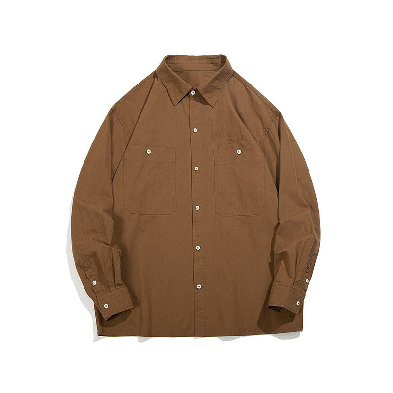 Unisex Shirt Cityboy Pure Cotton Solid Color Loose Casual