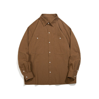 Unisex Shirt Cityboy Pure Cotton Solid Color Loose Casual