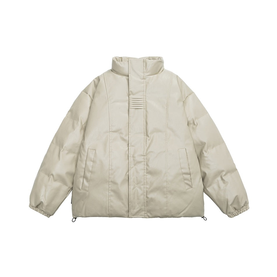 Unisex Coat PU Leather Cotton-Padded Jacket Loose