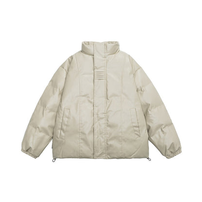 Unisex Coat PU Leather Cotton-Padded Jacket Loose