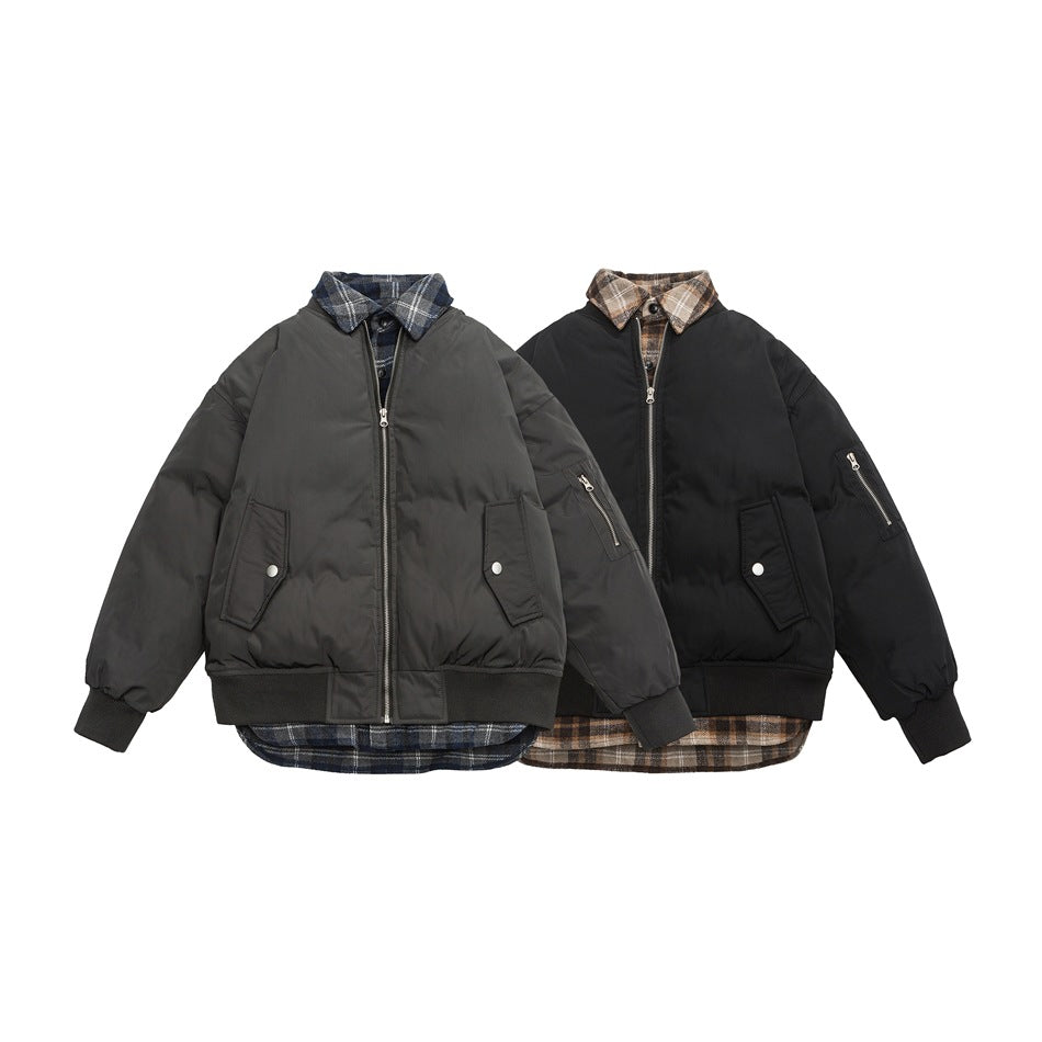 Unisex Coat Winter Cotton-Padded Coat Couple Fake Two Pieces