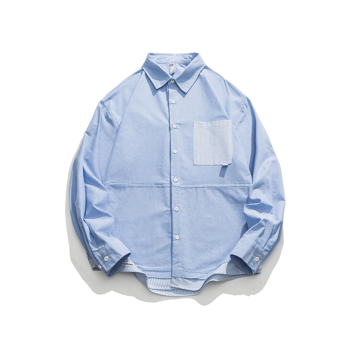 Unisex Shirt Patchwork Stripes Loose Casual Jacket