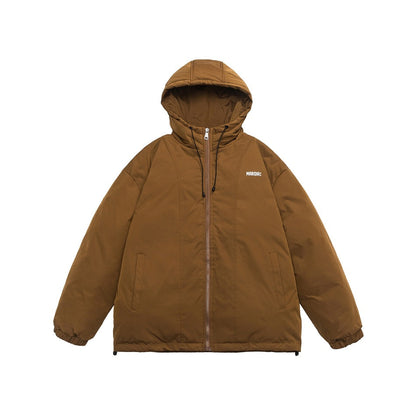 Unisex Coat Loose Hooded Winter Thick Cotton Clothing