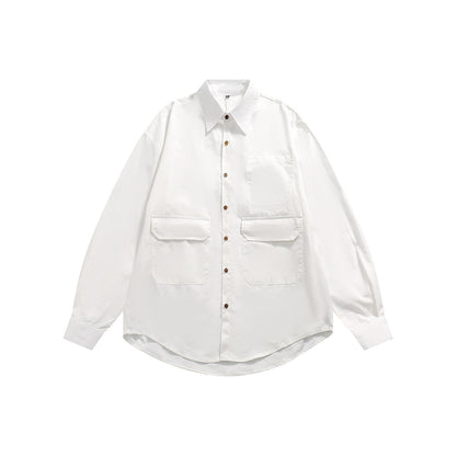 Unisex Shirt Multi-Pocket Loose Cotton Handsome