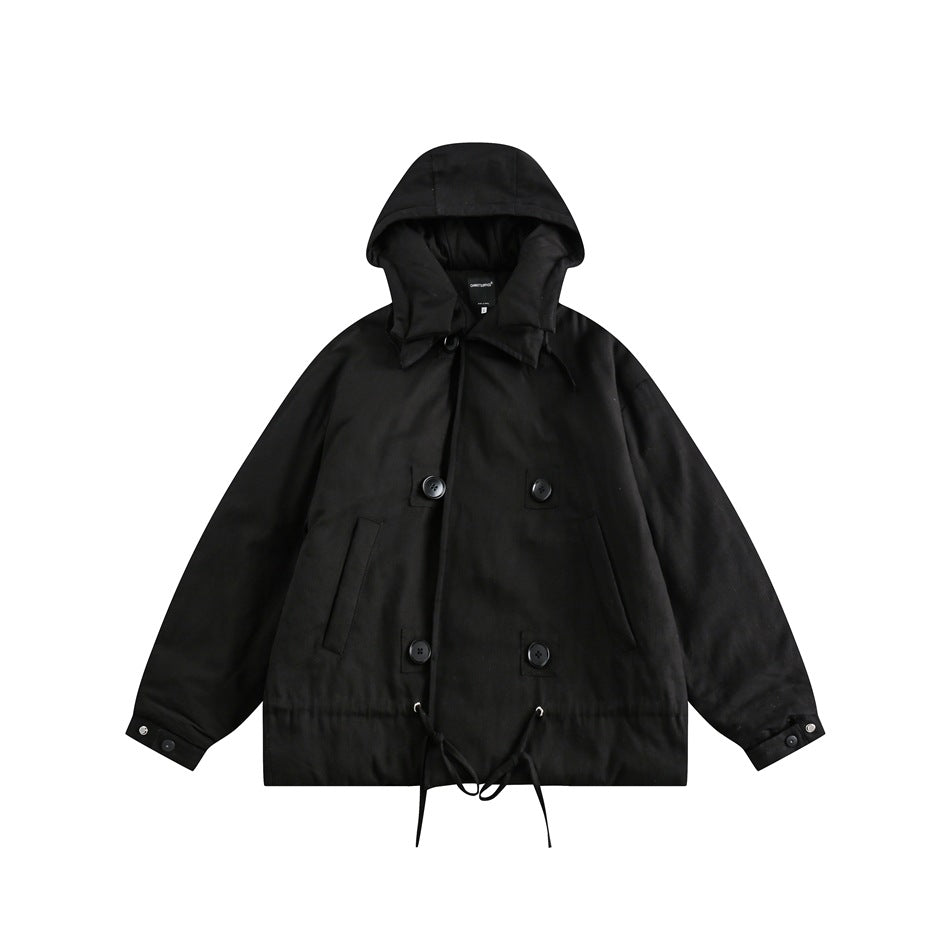 Unisex Coat Double Breasted Warm-Keeping Cotton Clothing Baggy Coat
