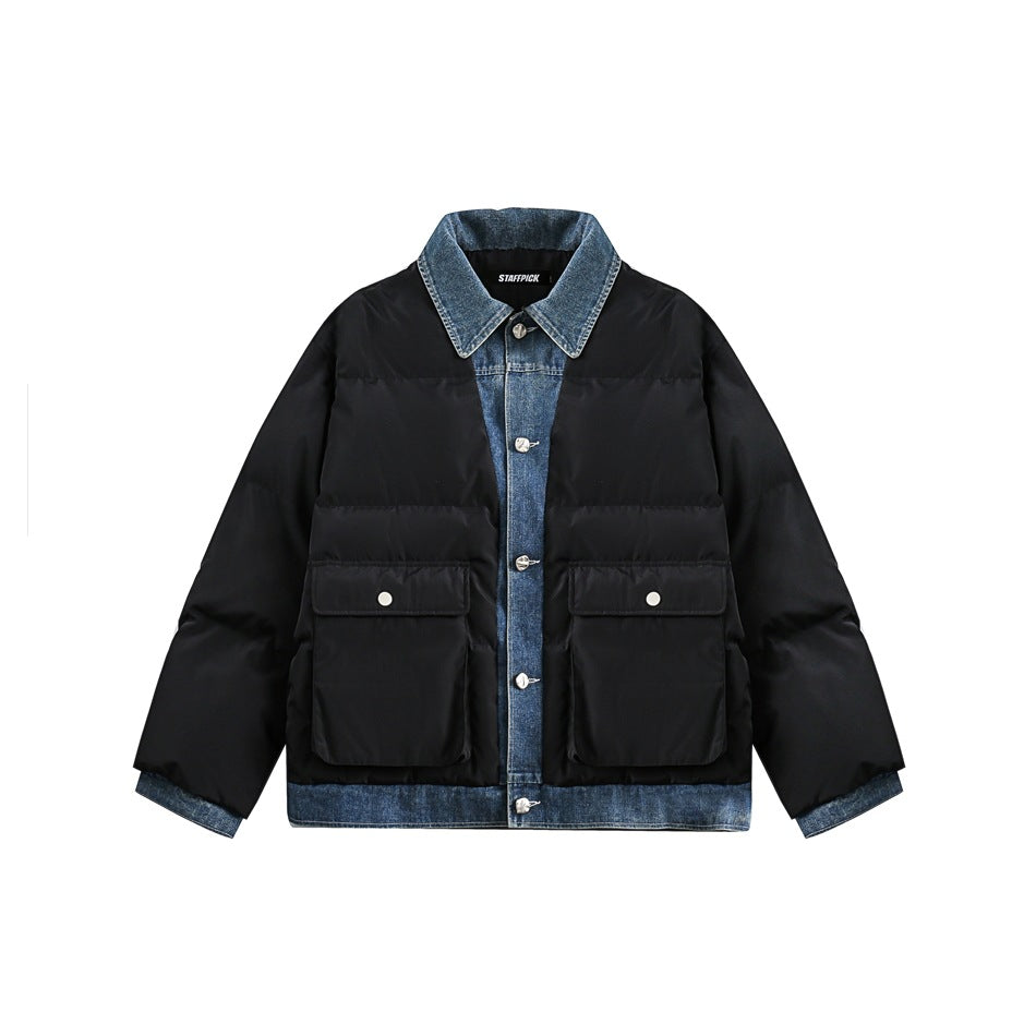 Unisex Coat S Retro Lapels Thickened Winter Cotton Dress Loose