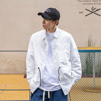 Unisex Shirt Solid Color Loose Casual Jacket