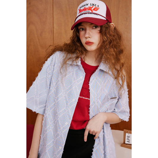 Unisex Shirt Striped Loose