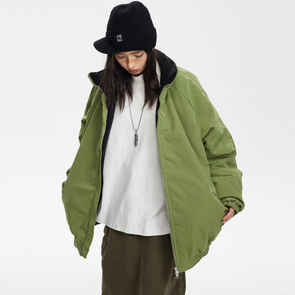 Unisex Coat Stand Collar Coat Loose Cotton Coat Lightweight
